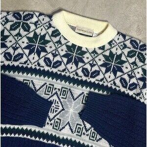 Vintage 90s Multicolor Geometric Nordic Isle Holiday Acrylic Knit Sweater Large